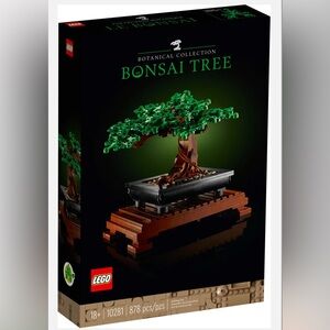 LEGO Bonsai Tree with Pink Blossoms and Green Leaves